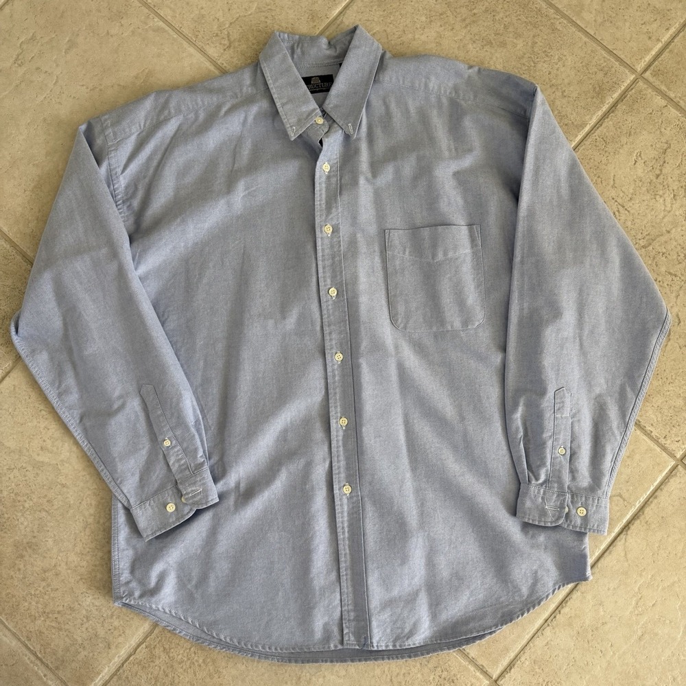 Vintage Structure Men's XL Button Down Shirt Blue 100% Cotton